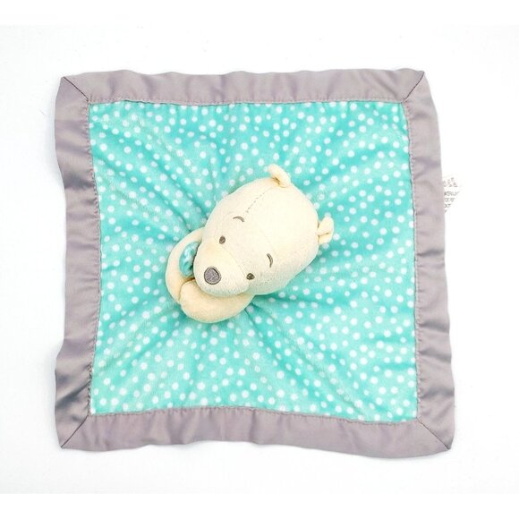 Disney Baby Winnie the Pooh Bear Green Polka Dot  Lovey Security Blanket 12" - Picture 3 of 5
